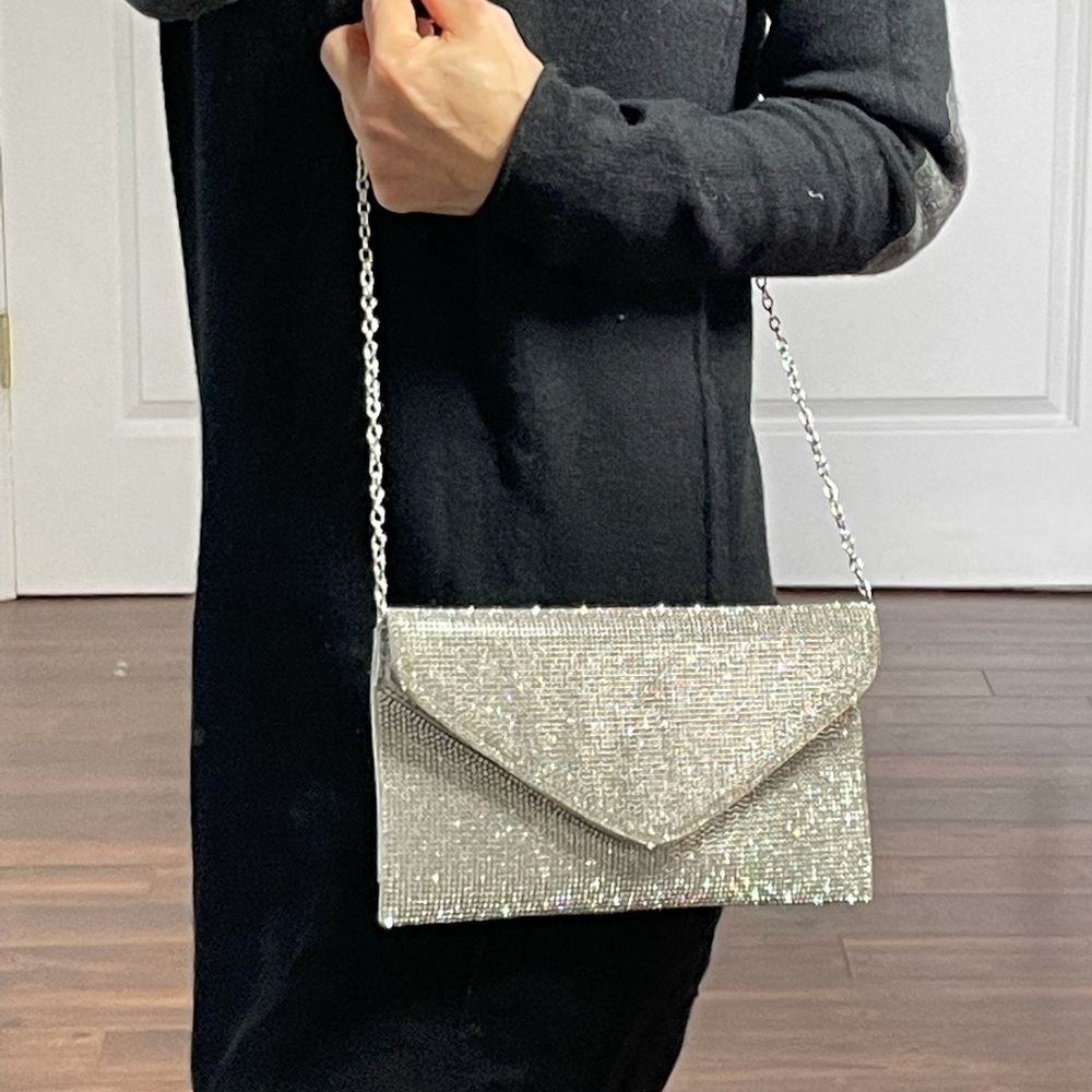 Ester & Lilly Silver Strass Night Purse Clutch with Detachable Straps - Picture 3 of 13
